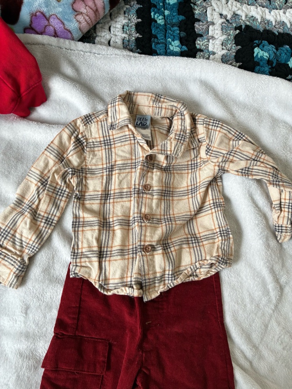 Kids Cream Plaid Button-Down Shirt by Lila & Lado